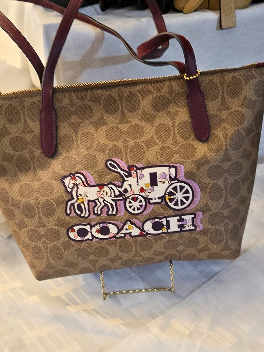 Coach City Tote In Signature Canvas With Horse And Carriage Patchwork Graphic